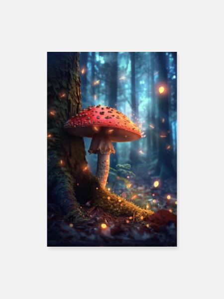 Pilze - Poster 60x90 cm - Weiß - Vorne