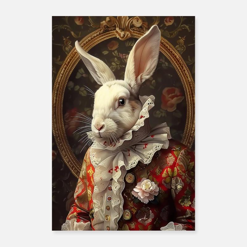 Kaninchen - Poster 60x90 cm - Weiß