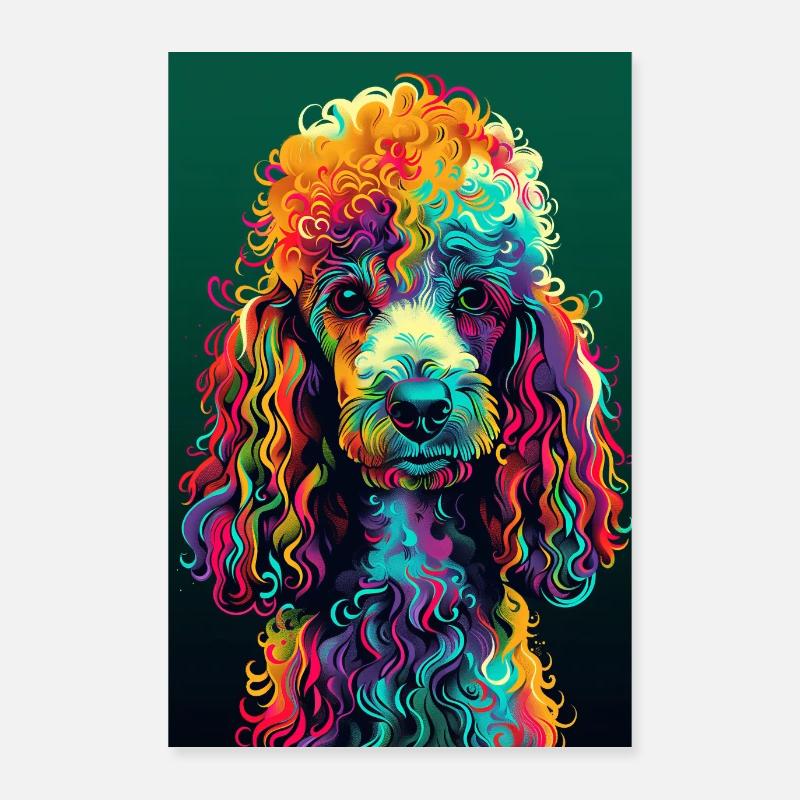 Pudel - Poster 60x90 cm - Weiß