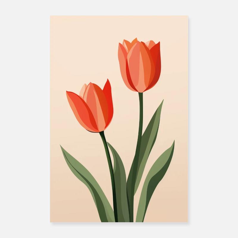 Boho Botanische Tulpen Poster 60x90 cm