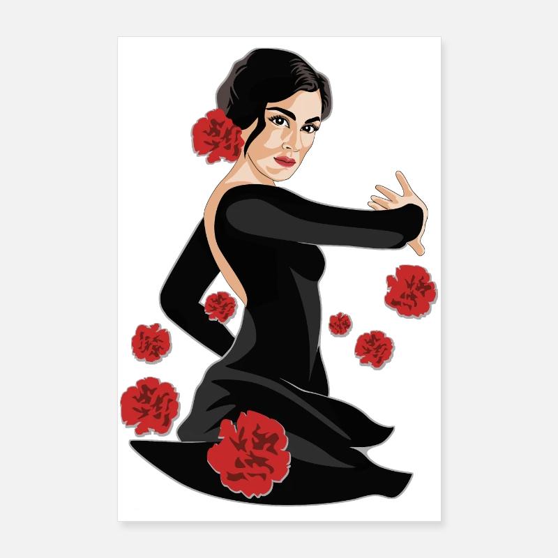ŒILLETS DANSEUSE DE FLAMENCO Poster 60 x 90 cm