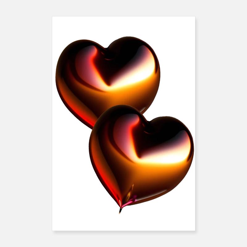 two chocolate colored hearts Poster 24" x 35" (60x90 cm)