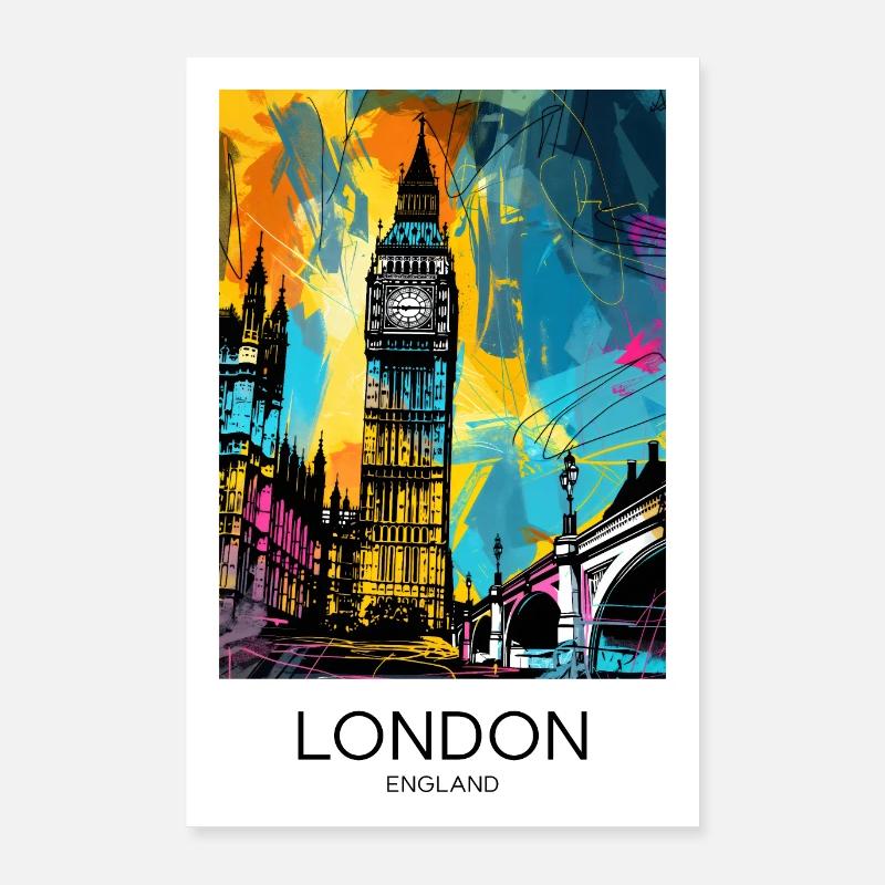 Londres Affiche Big Ben Angleterre Mur Art Voyage Impression Poster 60 x 90 cm