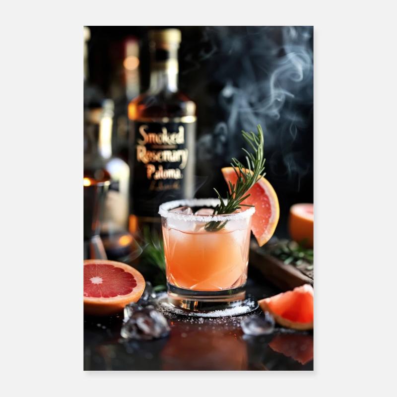 Rauchiger Grapefruit-Cocktail mit Rosmarin-Garnitur Poster 60x90 cm