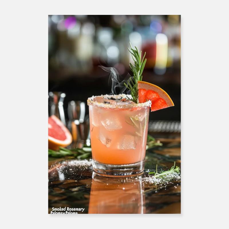 Rauchiger Grapefruit-Cocktail mit Rosmarin-Garnitur Poster 60x90 cm