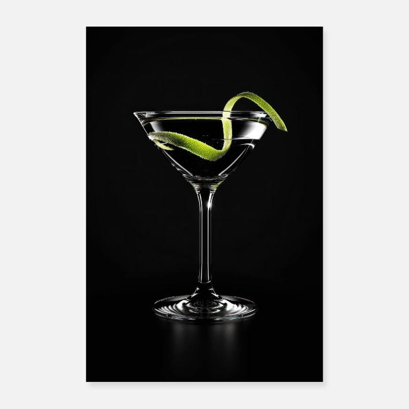Chic Cosmopolitan Cocktail with Lime Twist Poster 24" x 35" (60x90 cm)