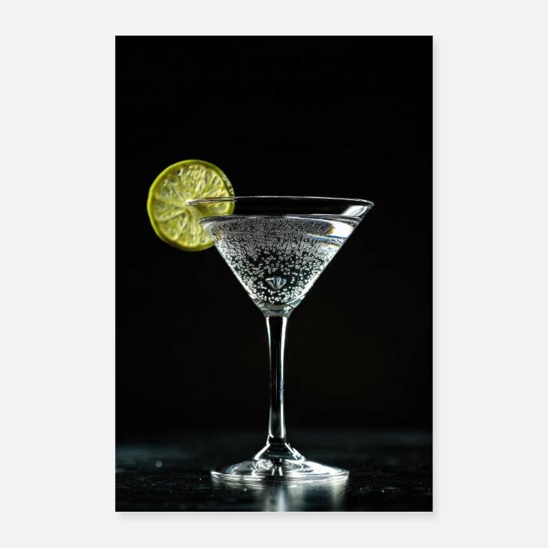Chic Cosmopolitan Cocktail with Lime Twist Poster 24" x 35" (60x90 cm)