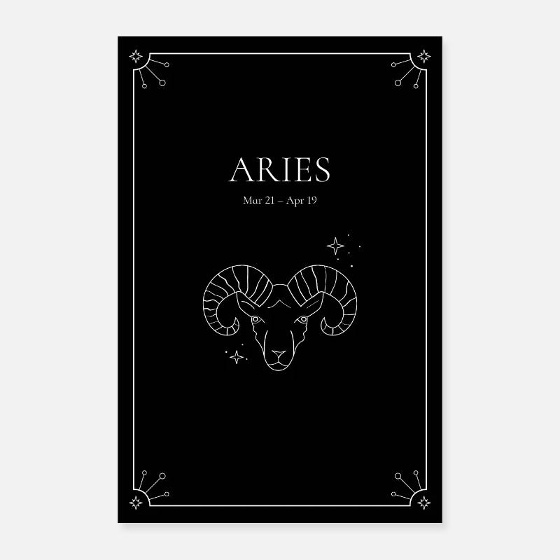 Zodiac Poster "Aries" (Aries) black Poster 24" x 35" (60x90 cm)