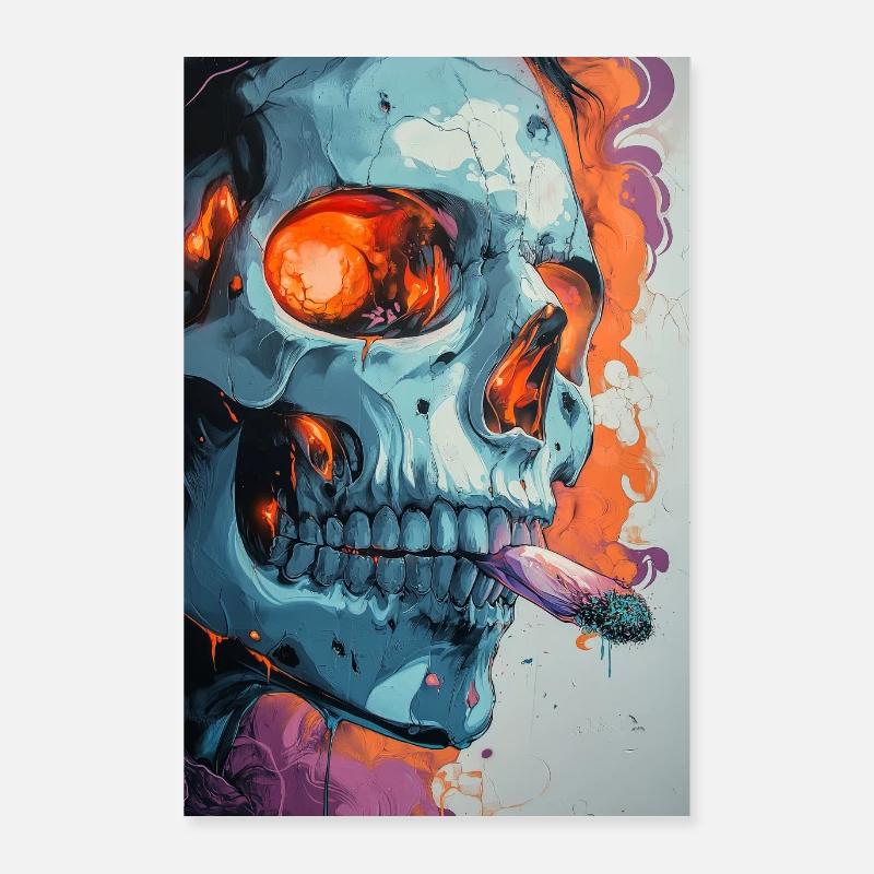 Skull Graffiti Feuerkunst Poster 60x90 cm