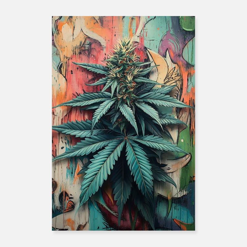 Graffiti Cannabis Blatt Kunst Poster 60x90 cm