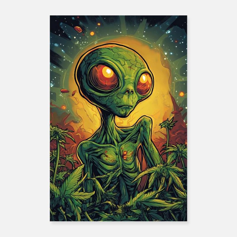 Œil néon extraterrestre de la jungle Poster 60 x 90 cm