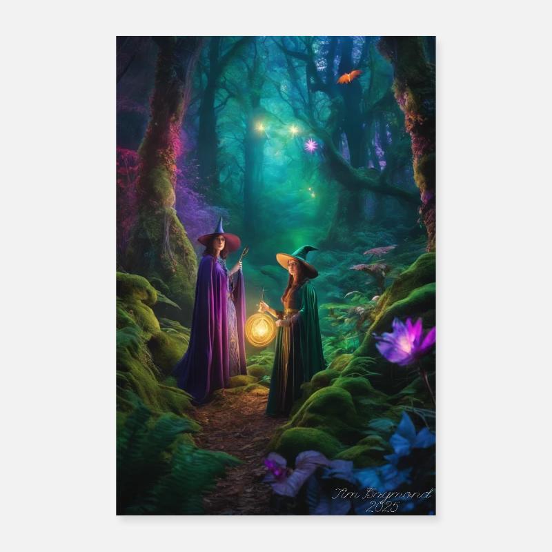 Moonlit Coven in Enchanted Forest Poster 24" x 35" (60x90 cm)