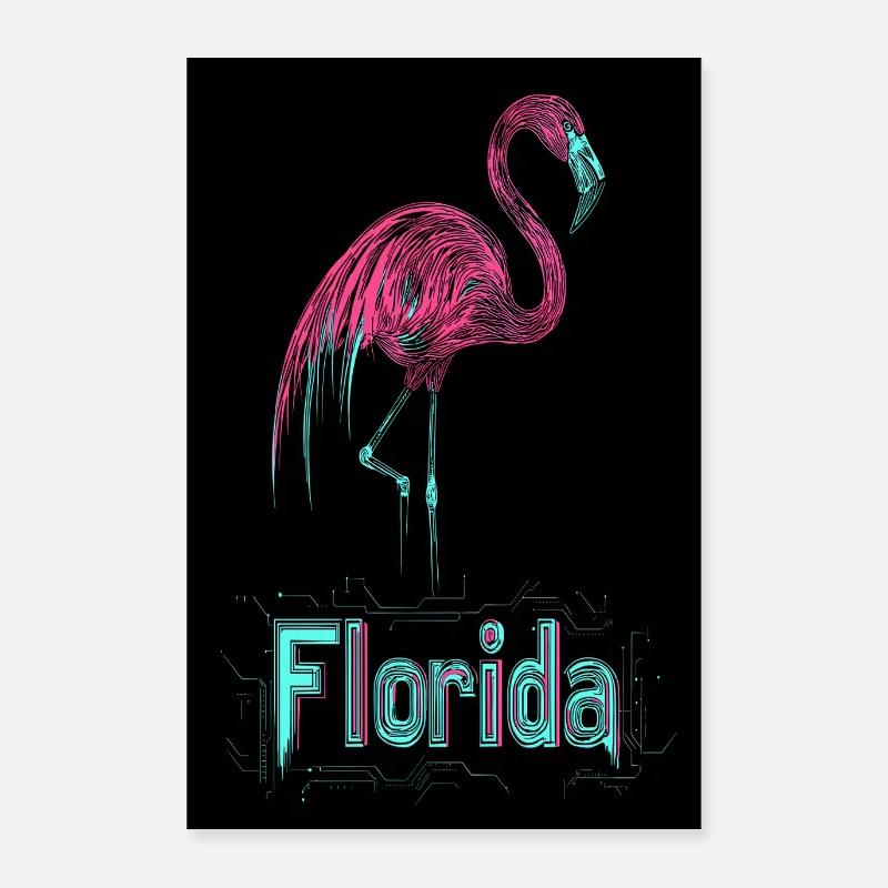 Flamingo Florida miam uinited states mural Poster 24" x 35" (60x90 cm)