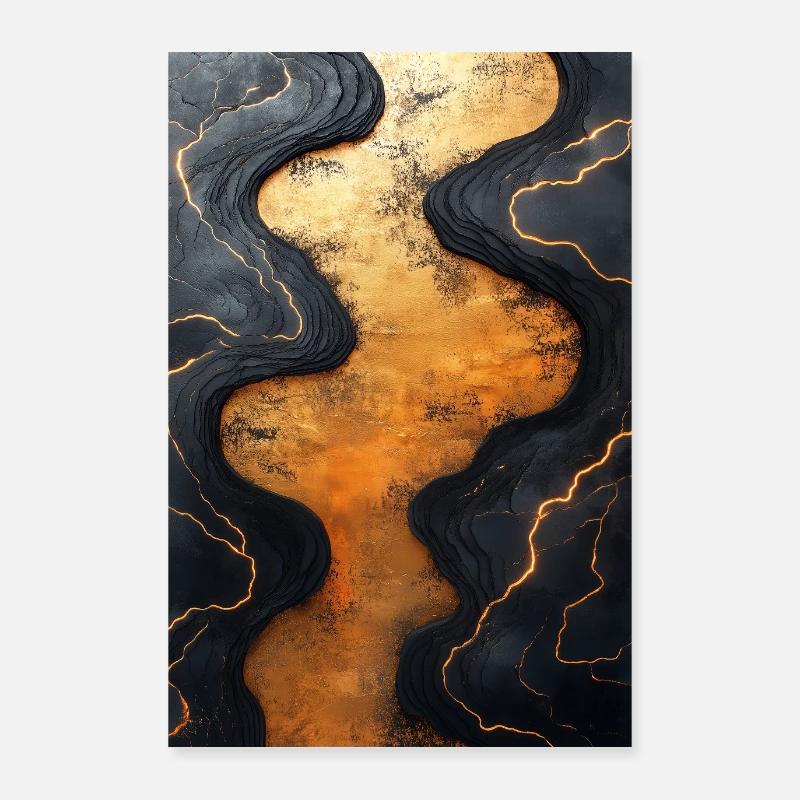 Art abstrait de texture de couche d’or Poster 60 x 90 cm