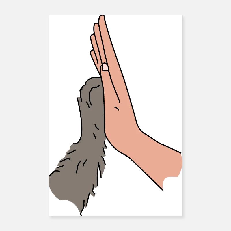 High Five Pfötchen - Beste Freunde Tierliebe Poster 60x90 cm