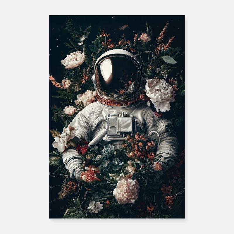 Astronaute en fleurs Poster 60 x 90 cm