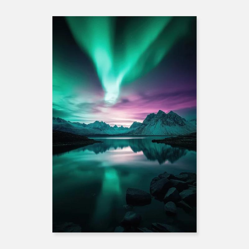 Aurora Over Arctic Peaks Poster 24" x 35" (60x90 cm)