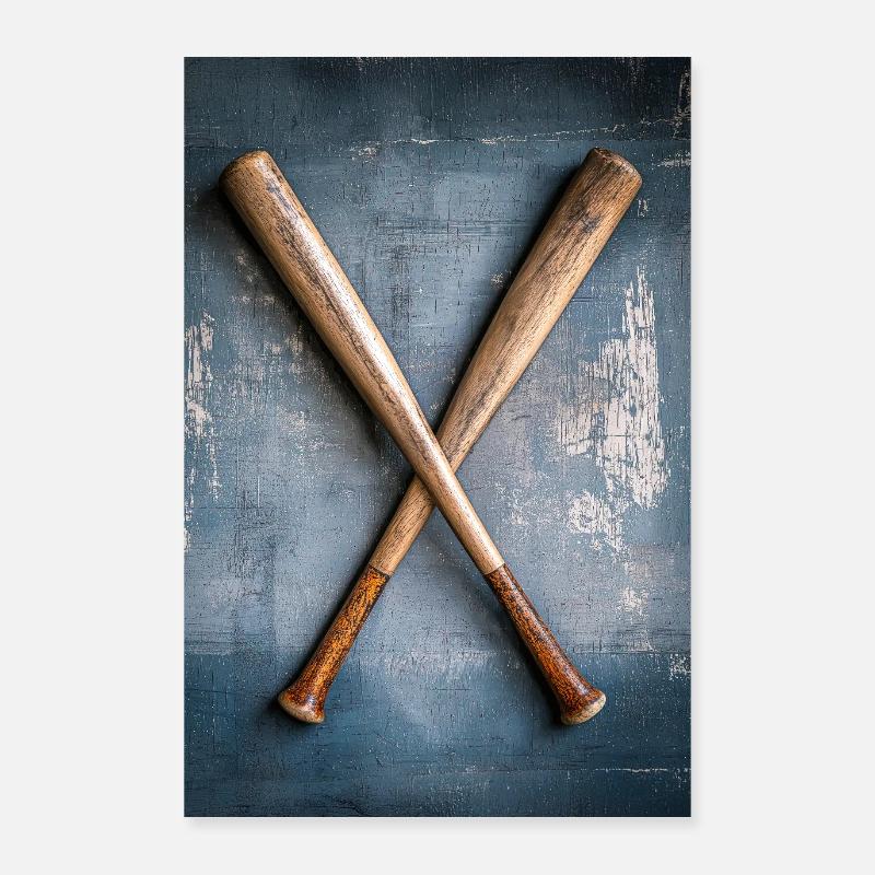 Battes de baseball classiques croisées Poster 60 x 90 cm