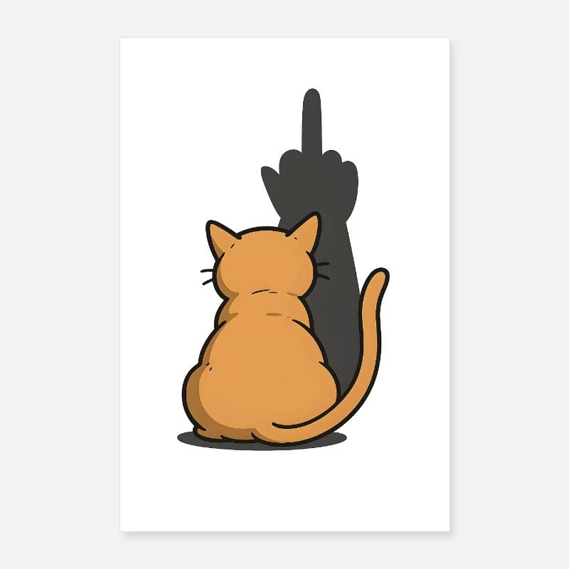 Cat Middle Finger Shadow Poster 24" x 35" (60x90 cm)