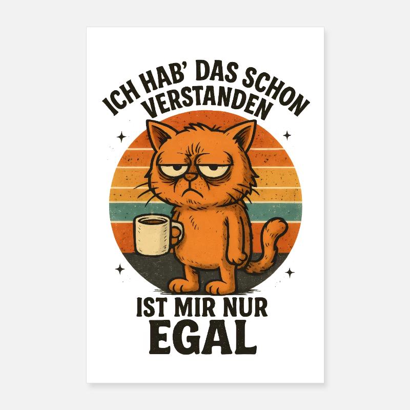 Cat I Don't Care Coffee Mug Poster 24" x 35" (60x90 cm)