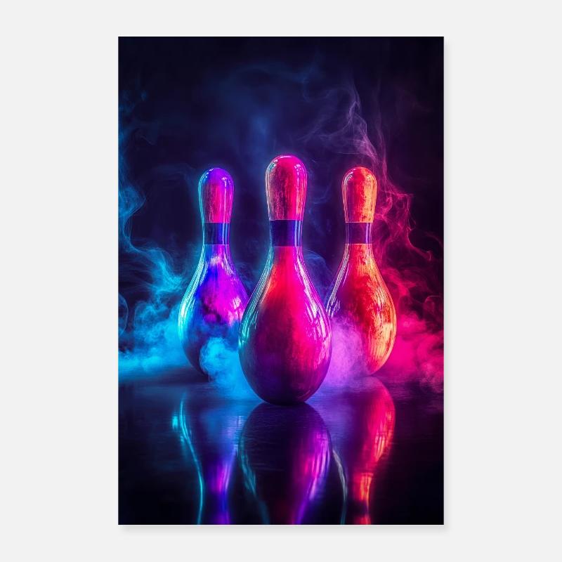 Quilles de bowling Neon Glow Poster 60 x 90 cm