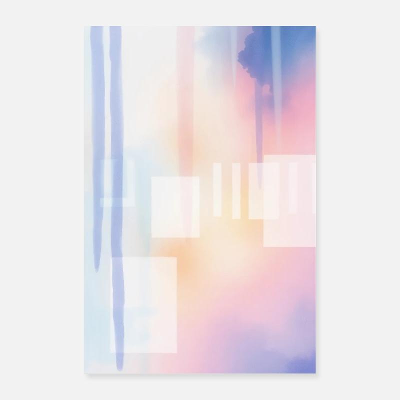 Peinture à l’aquarelle, Abstrait - Poster 60 x 90 cm - blanc