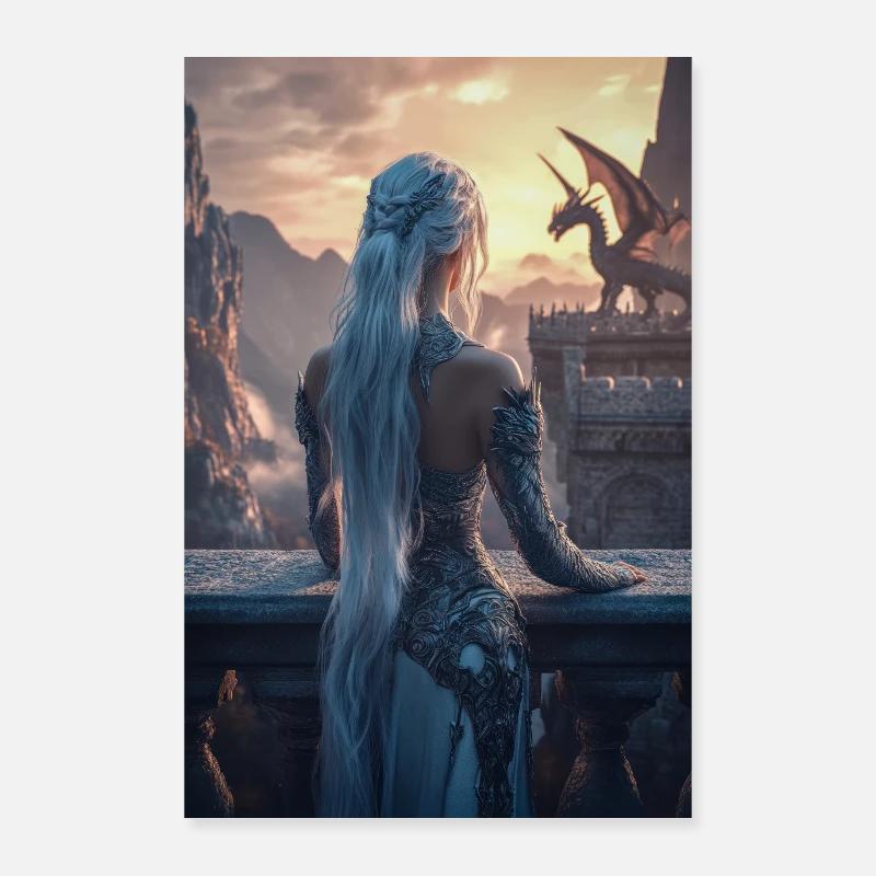 Dragon Queen at Sunset Poster 24" x 35" (60x90 cm)