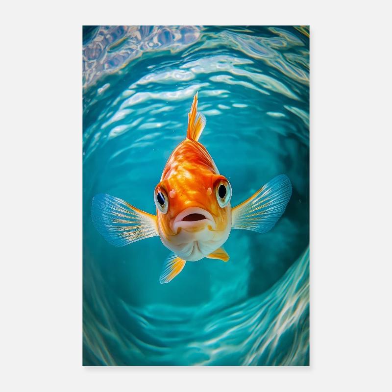 Neugieriger Goldfisch starrt Poster 60x90 cm