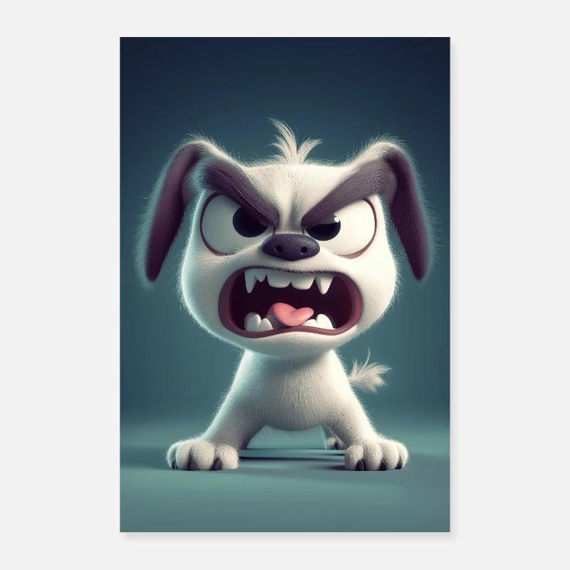 Grumpy Cartoon Dog Rage Mode Poster 24" x 35" (60x90 cm)