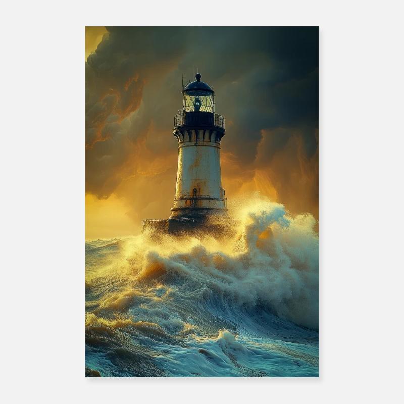 Phare dans la tempête Poster 60 x 90 cm
