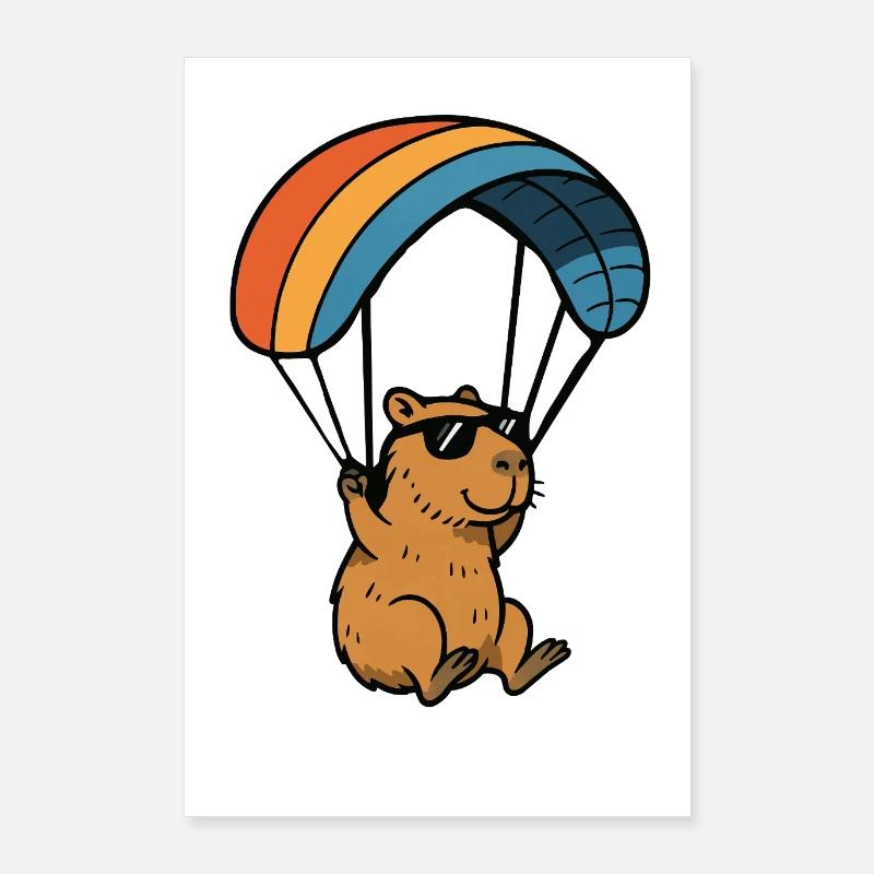 capybara paragleiten gleitschirm Poster 60x90 cm