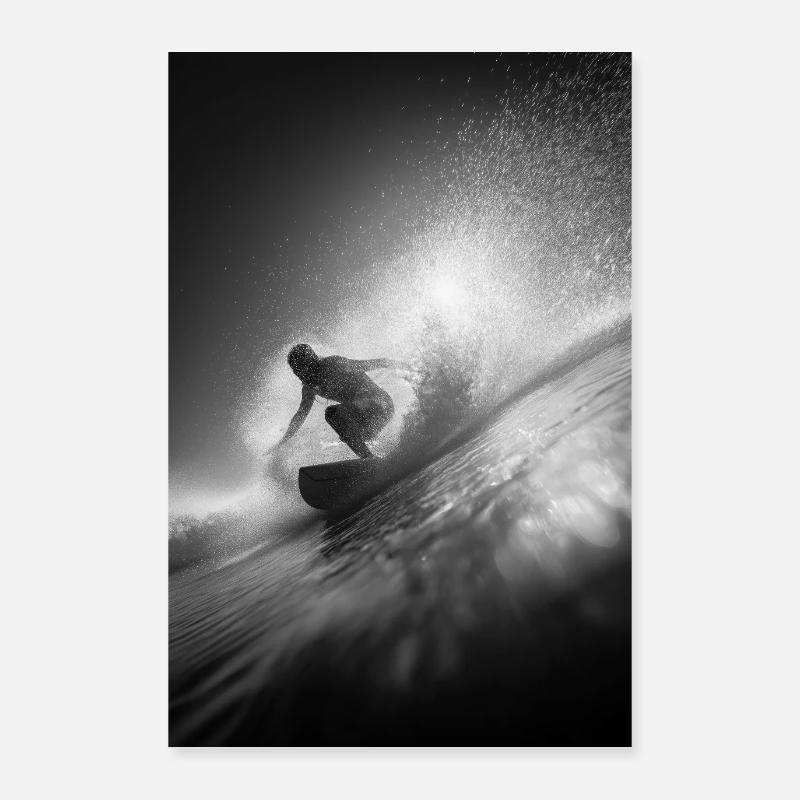 Schwarz-Weiß-Surf-Explosion Poster 60x90 cm