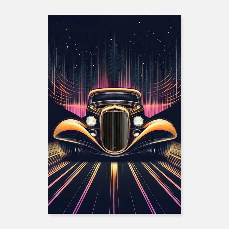 Balade rétro à travers les néons Poster 60 x 90 cm