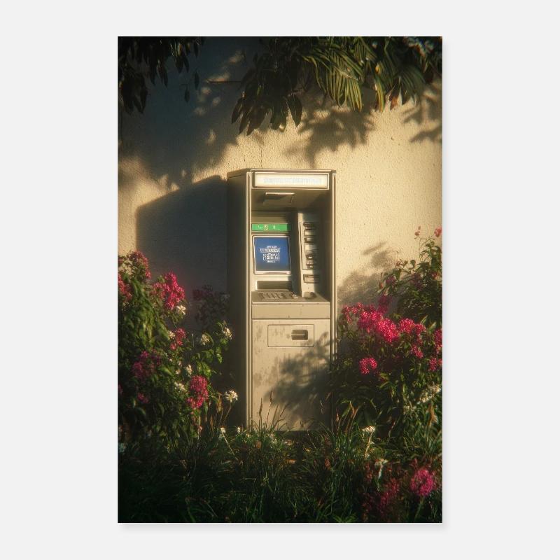 Distributeur automatique de billets solitaire en fleurs Poster 60 x 90 cm