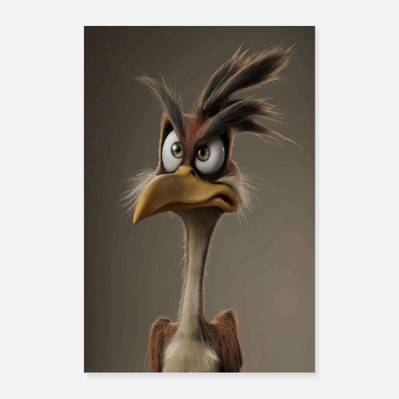 Grumpy Cartoon Bird Poster 24" x 35" (60x90 cm)