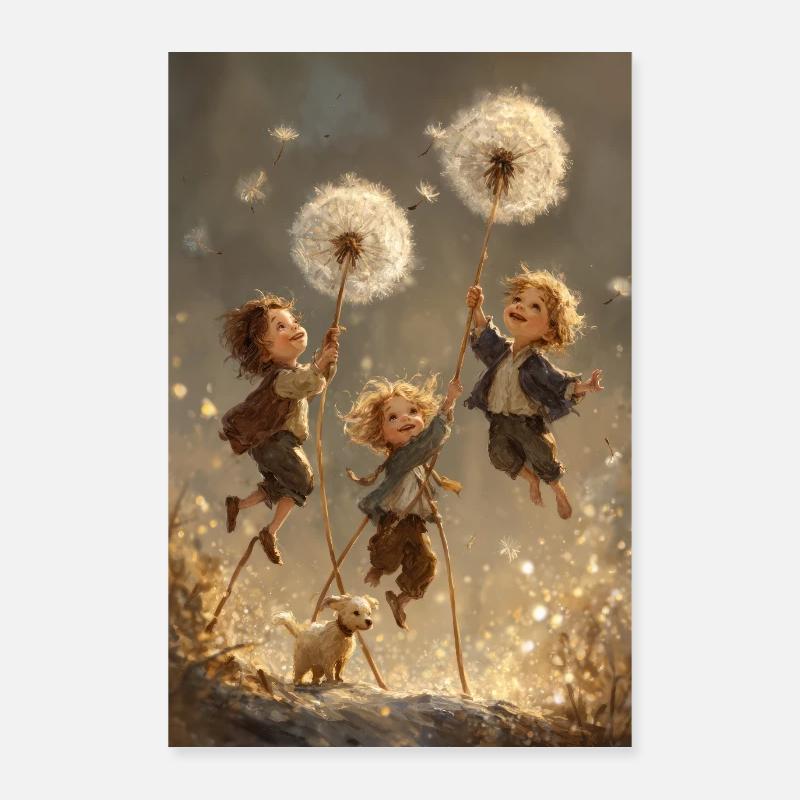 Joyful Dandelion Adventure Poster 24" x 35" (60x90 cm)