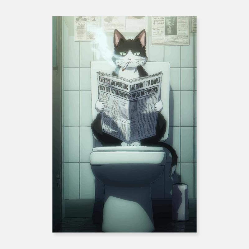 Cool Cat’s Morning Routine Poster 24" x 35" (60x90 cm)