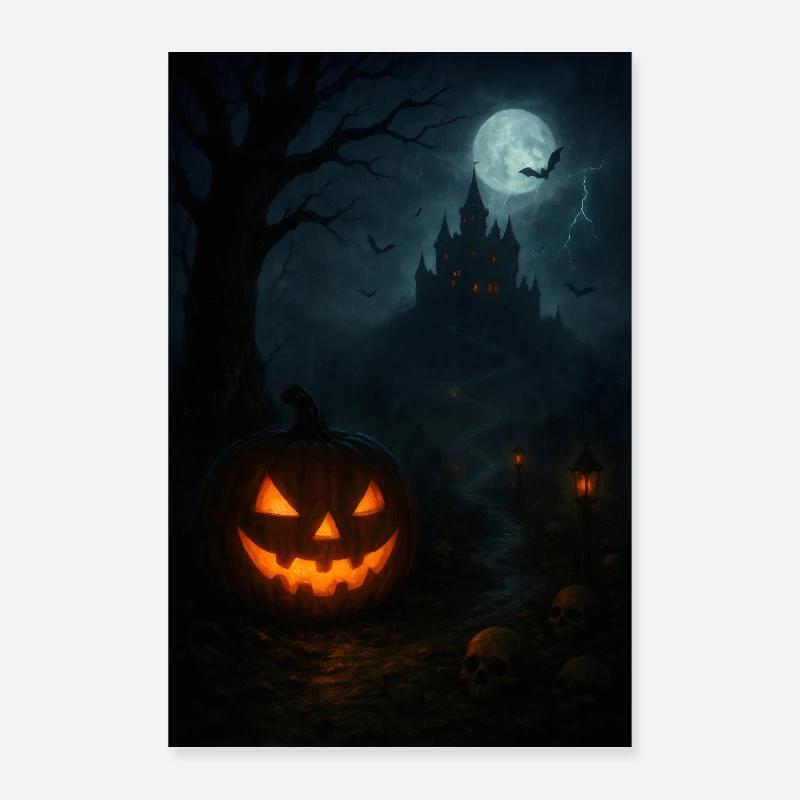 Moonlit Pumpkin Castle Poster 24" x 35" (60x90 cm)