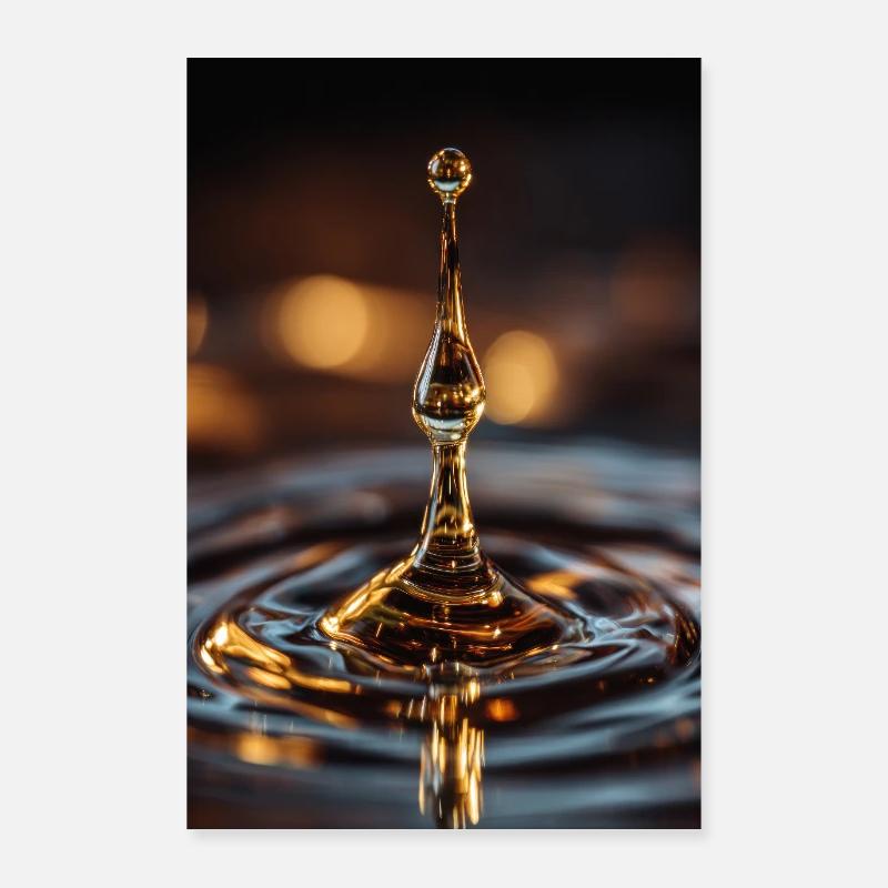 Goutte d’eau dorée Splash Poster 60 x 90 cm