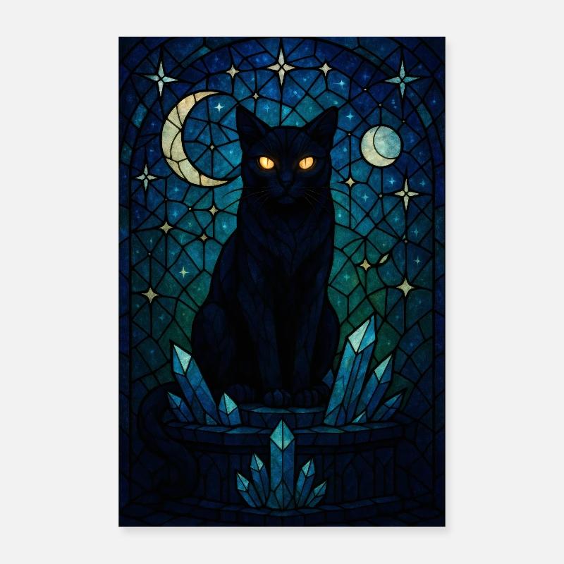 Mitternachtskatze Kristallprisma Poster 60x90 cm