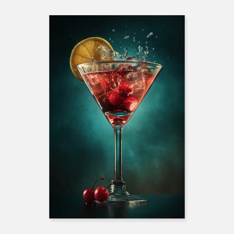 Crimson Cherry Martini Splash Poster 24" x 35" (60x90 cm)