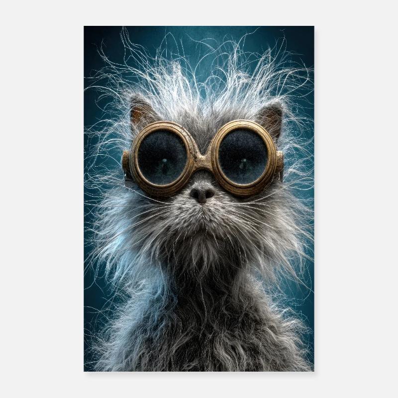 Steampunk Cat Goggles Poster 24" x 35" (60x90 cm)