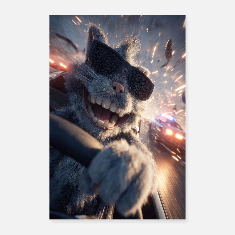 Rogue Rabbit Car Chase Poster 24" x 35" (60x90 cm)