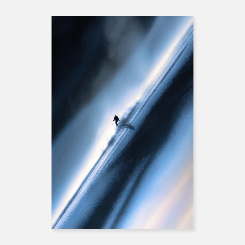 Cavalier de neige diagonal bleu Poster 60 x 90 cm