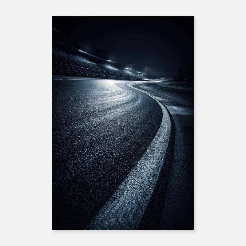 Night Road Light Trails Poster 24" x 35" (60x90 cm)