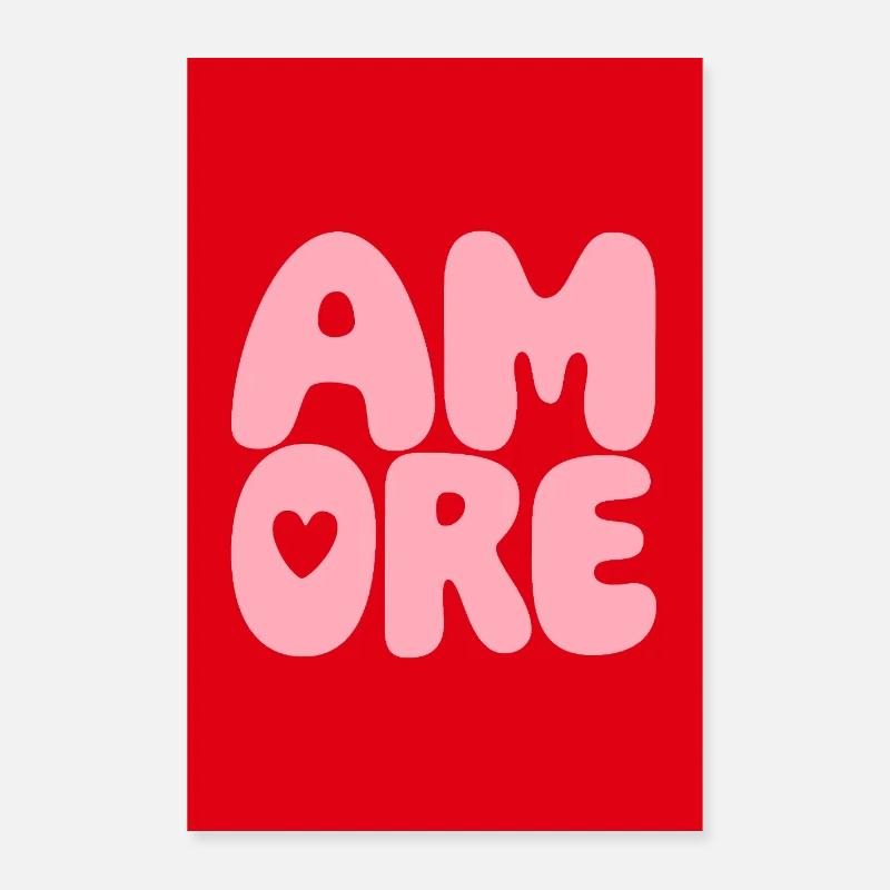 Amore Retro Bubblenschrift Poster 60x90 cm
