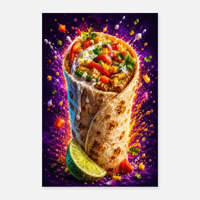 Fiesta Burrito Chargée de Feu Poster 60 x 90 cm