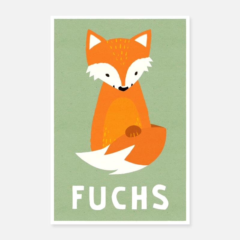 Kleiner Fuchs in Papieroptik Poster 60x90 cm