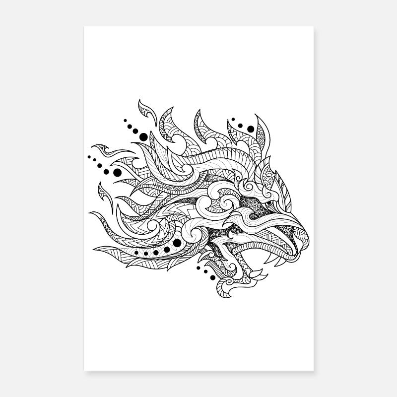handgezeichnet drache Poster 60x90 cm