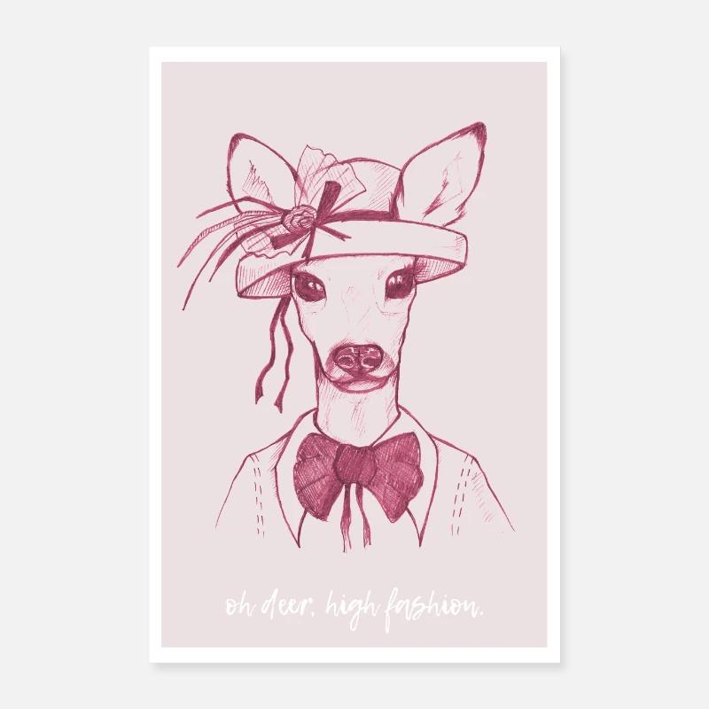 Oh Deer - Rosa Poster 24" x 35" (60x90 cm)